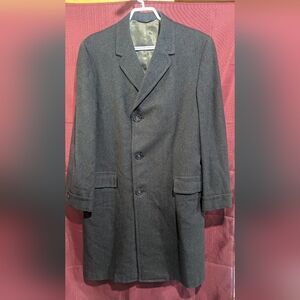 Men's Large Classic Gray Michaels-stern Long Overcoat